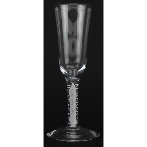 259 - 18th century wine glass with multiple opaque air twist stem, 18.5cm high