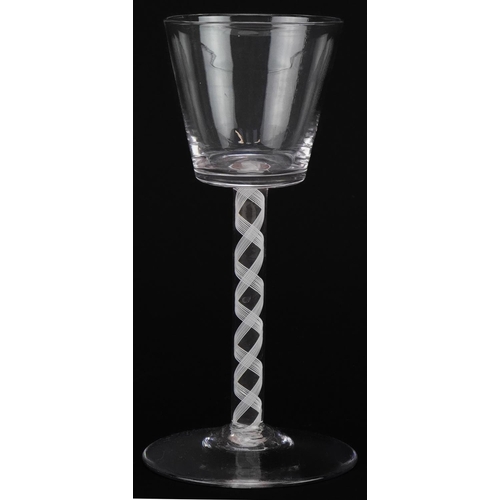 514 - Wine glass with multiple opaque twist stem, 15cm high