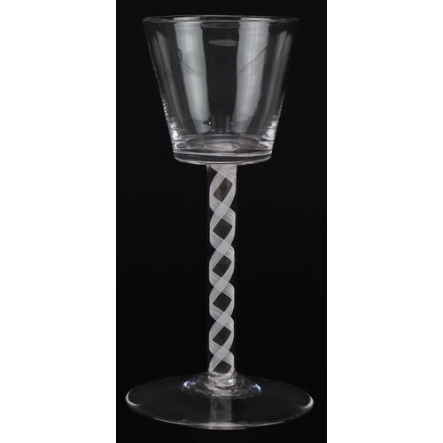 514 - Wine glass with multiple opaque twist stem, 15cm high