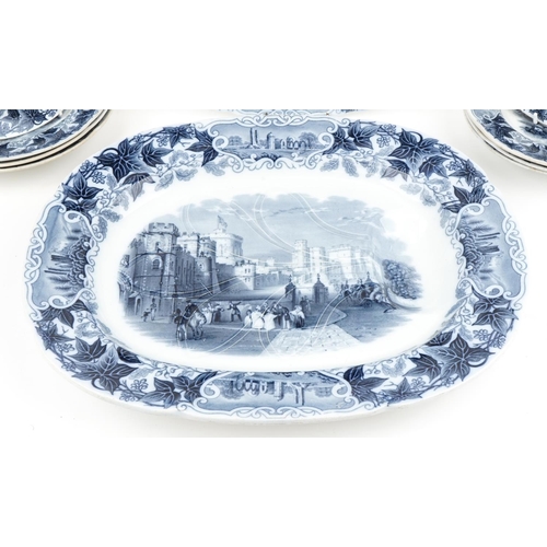 505 - Victorian Imperial Stone Old England dinnerware comprising large meat platter decorated with Windsor... 