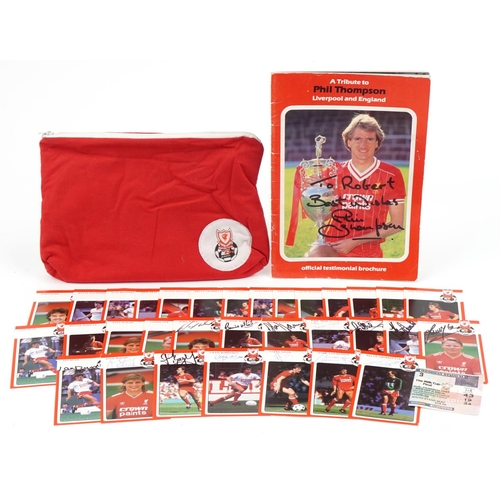 1687 - Sporting interest Liverpool Football Club collectables with Crown Paints player cards, some signed, ... 