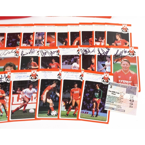 1687 - Sporting interest Liverpool Football Club collectables with Crown Paints player cards, some signed, ... 