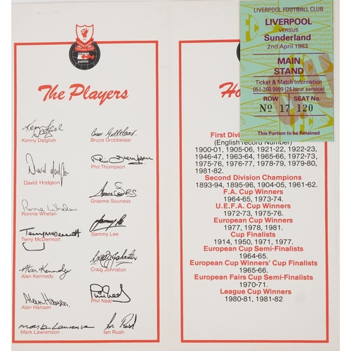 1688 - Two sporting interest Liverpool Football Club leaflets with Liverpool v Sunderland 22nd April 1983 M... 