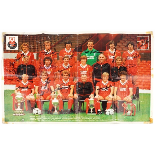 1689 - 1980s sporting interest Liverpool Football Club poster signed in ink including Alan Hanson, Mark Law... 