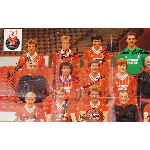 1689 - 1980s sporting interest Liverpool Football Club poster signed in ink including Alan Hanson, Mark Law... 