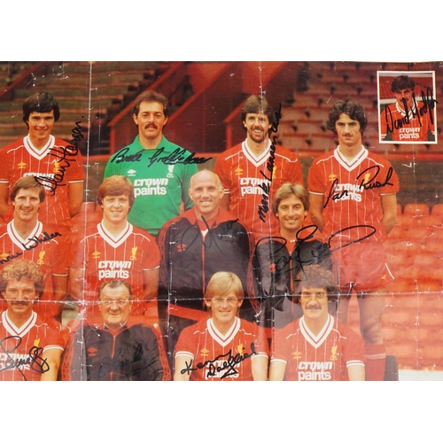 1689 - 1980s sporting interest Liverpool Football Club poster signed in ink including Alan Hanson, Mark Law... 