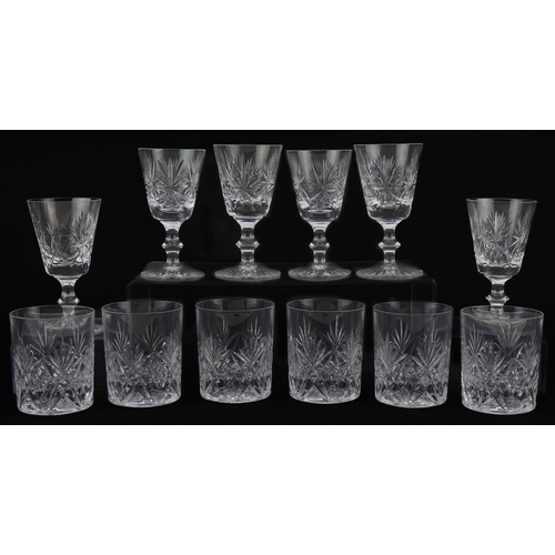 2294 - Set of six Edinburgh Crystal wine glasses and set of six cut glass tumblers, the largest each 13.5cm... 