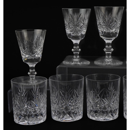 2294 - Set of six Edinburgh Crystal wine glasses and set of six cut glass tumblers, the largest each 13.5cm... 