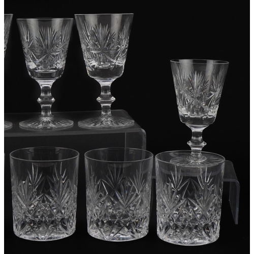 2294 - Set of six Edinburgh Crystal wine glasses and set of six cut glass tumblers, the largest each 13.5cm... 