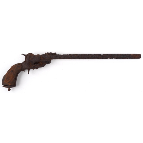 1436 - Antique Wyatt Earp style revolver, 56cm in length