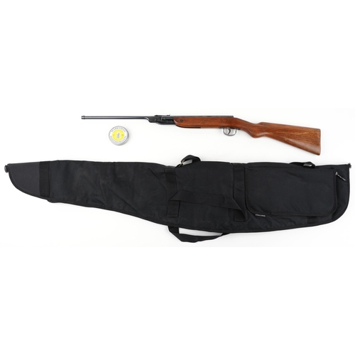 1438 - Vintage Webley Junior snap barrel air rifle with protective case, 92.5cm in length