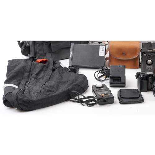 1053 - Vintage and later cameras, accessories and cases including Nikon AF F-801, Pentax, Hoya and Sigma