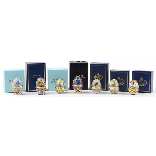 2278 - Seven Halcyon Days enamel Easter egg trinket boxes including 2016 Annual Easter Egg Inspired by The ... 