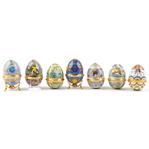 2278 - Seven Halcyon Days enamel Easter egg trinket boxes including 2016 Annual Easter Egg Inspired by The ... 