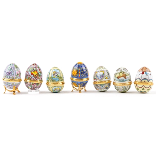 2278 - Seven Halcyon Days enamel Easter egg trinket boxes including 2016 Annual Easter Egg Inspired by The ... 