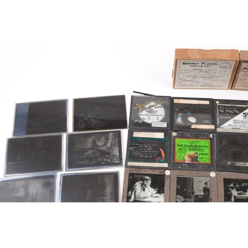 1684 - Collection of early 20th century magic lantern glass slides including BSA advertising, Disney, Charl... 