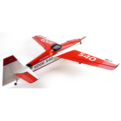 1231 - Team Jr AeroShell Edge 540 radio controlled aeroplane with mechanics, 140cm in length, 163.5cm wings... 