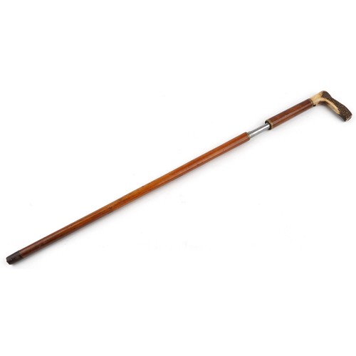 656 - WITHDRAWN 19th century Dumonthier Challenge Patent malacca walking stick gun with staghorn handle, t... 