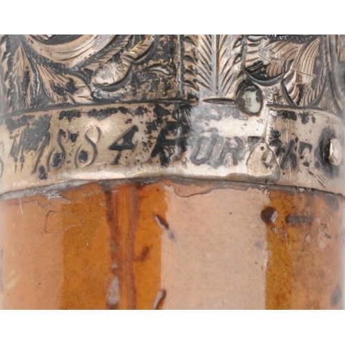 663 - Victorian malacca walking stick with floral engraved silver pommel, indistinctly engraved and dated ... 