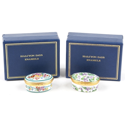 2275 - Two Halcyon Days enamelled trinket boxes with boxes including The Metropolitan Opera