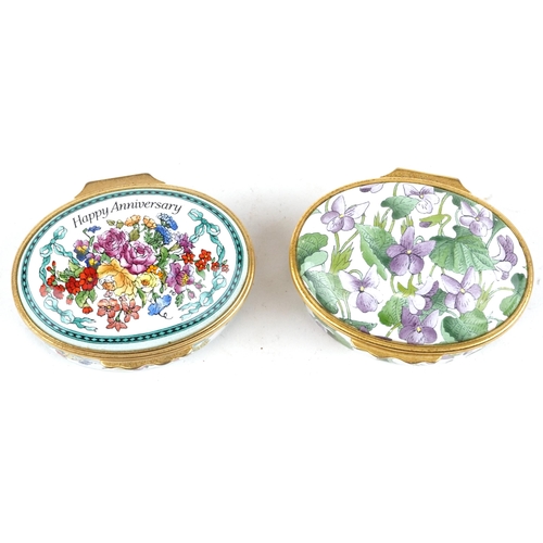 2275 - Two Halcyon Days enamelled trinket boxes with boxes including The Metropolitan Opera