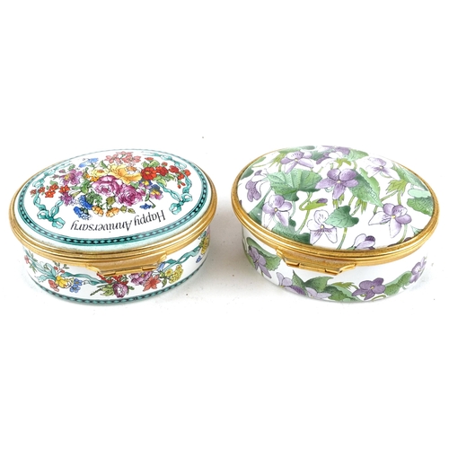 2275 - Two Halcyon Days enamelled trinket boxes with boxes including The Metropolitan Opera