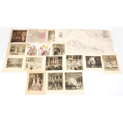 2593 - Prints, mounts and ephemera including a photograph of architect William Walcot, top half portrait bl... 