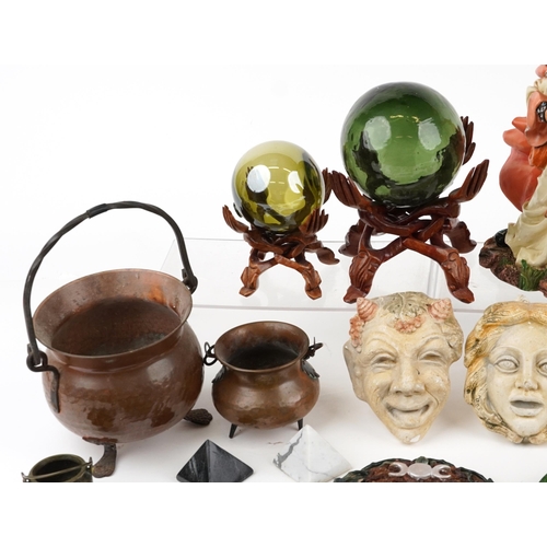 2434 - Witchcraft collectables including ceremonial sets, wall plaques and entwined hand stands with glass ... 