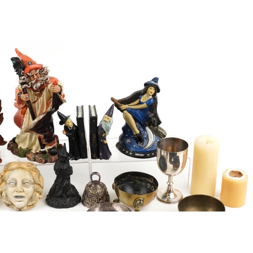 2434 - Witchcraft collectables including ceremonial sets, wall plaques and entwined hand stands with glass ... 