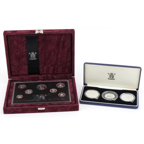 1604 - Royal Mint silver proof coins comprising 1994 three coin silver proof collection commemorating the 5... 