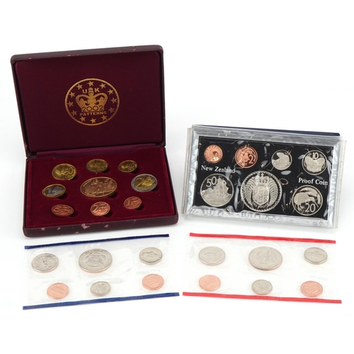 1611 - Coinage including New Zealand Elizabeth II 1976 proof set and United Kingdom 2002 pattern Euro Coin ... 