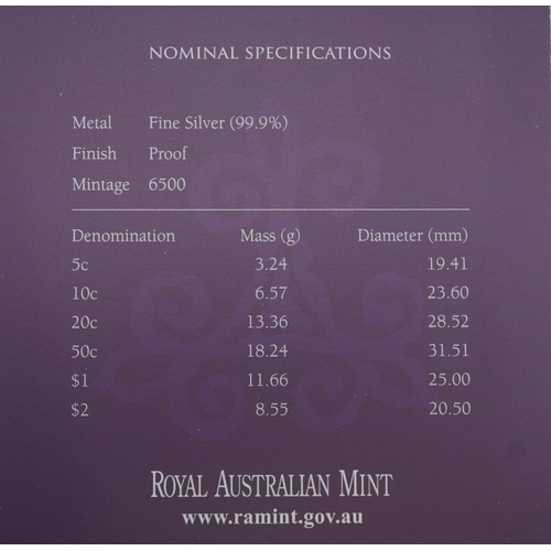 1606 - Australian Government Royal Australian Mint 2007 Fine Silver Proof set comprising six coins with cas... 