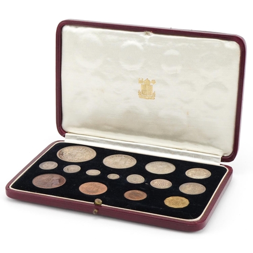 George VI 1937 specimen coin set housed in a tooled leather silk and velvet lined fitted case by The Royal Mint