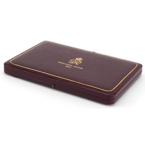 1528 - George VI 1937 specimen coin set housed in a tooled leather silk and velvet lined fitted case by The... 