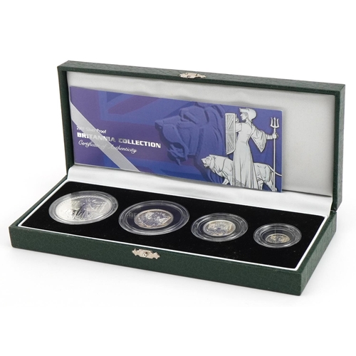 1605 - Elizabeth II 2001 silver proof Britannia collection with fitted case by the Royal Mint