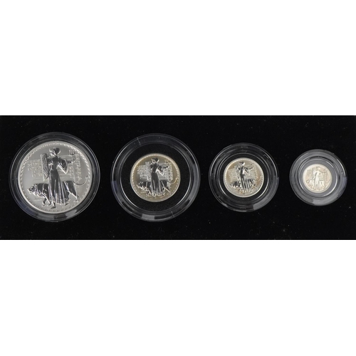 1605 - Elizabeth II 2001 silver proof Britannia collection with fitted case by the Royal Mint