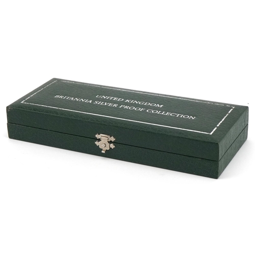 1605 - Elizabeth II 2001 silver proof Britannia collection with fitted case by the Royal Mint