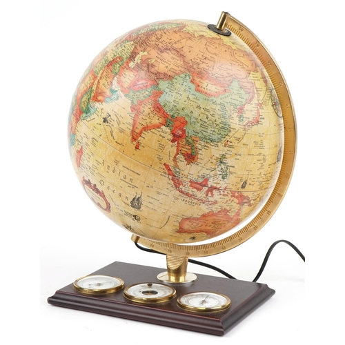 2675 - Replogle electric desk globe with barometer, thermometer and hydrometer, 38.5cm high