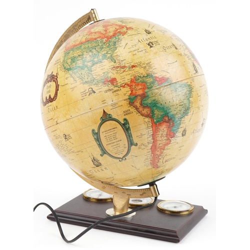 2675 - Replogle electric desk globe with barometer, thermometer and hydrometer, 38.5cm high