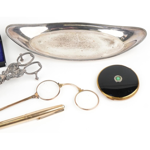 123 - Victorian and later sundry items including a silver mounted crocodile skin case, pair of silver plat... 