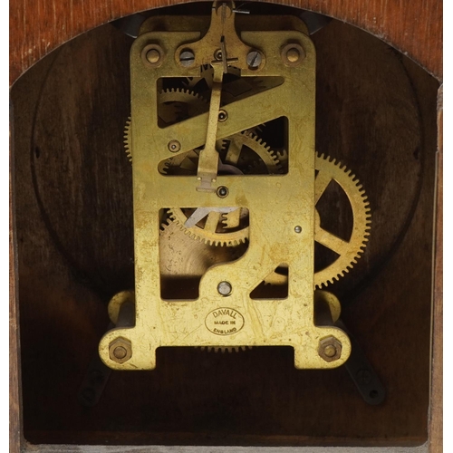 2500 - Three oak cased mantle clocks including two Westminster chiming examples, the largest 38cm wide