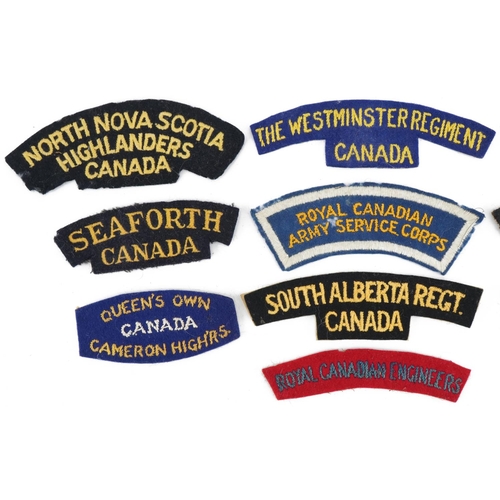 1379 - Ten Canadian military interest shoulder titles including The Westminster Regiment, Queen's Own Camer... 