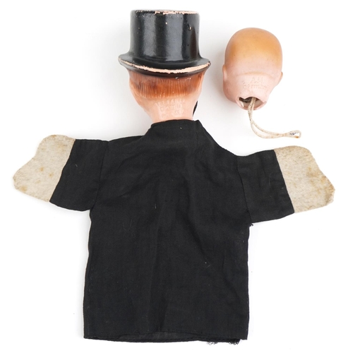 1174 - Vintage Edgar's Bergen's Charlie McCarthy glove puppet and an Armand Marseille bisque doll's head, t... 