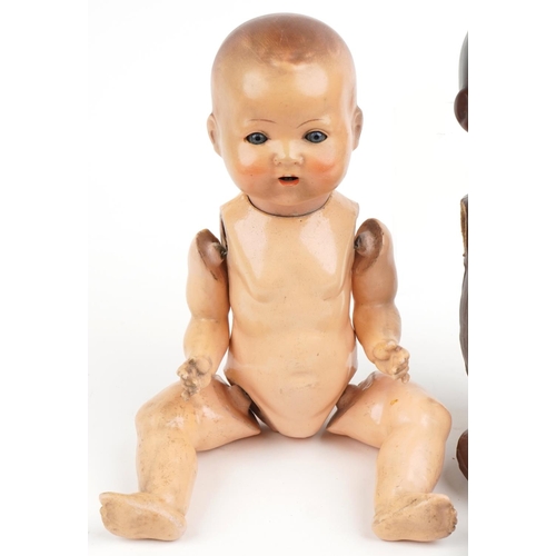 1169 - Two vintage dolls with composite limbs including a Pomsons example, 37cm in length