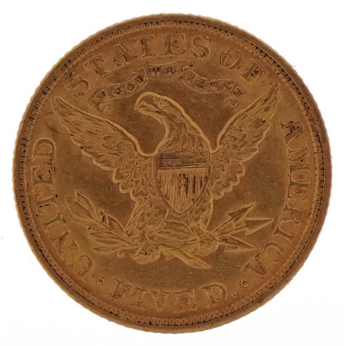 1507 - United States of America 1908 gold Liberty Head five dollars