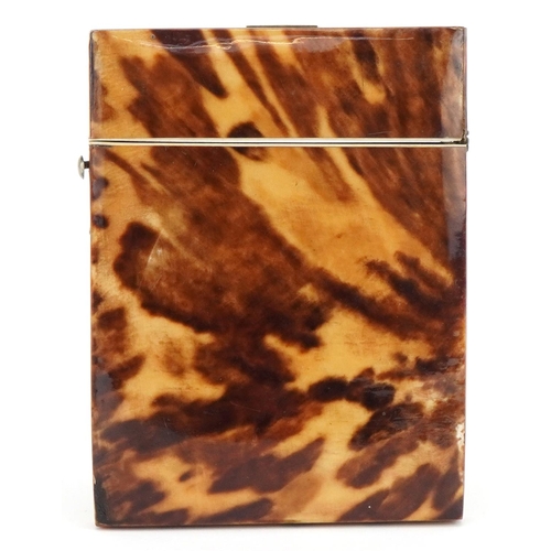 706 - Victorian blonde tortoiseshell calling card case, 10.5cm high