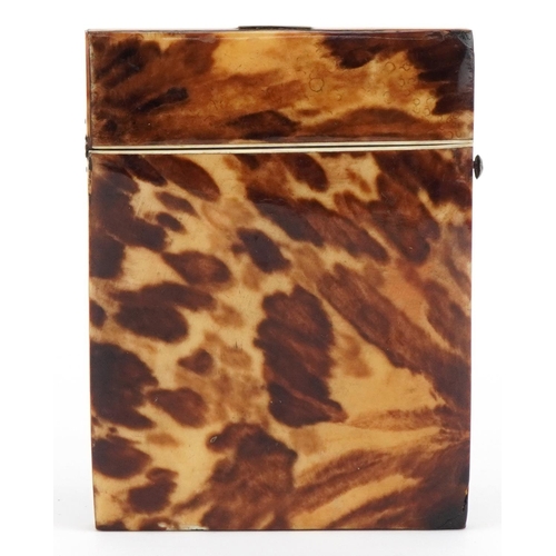 706 - Victorian blonde tortoiseshell calling card case, 10.5cm high