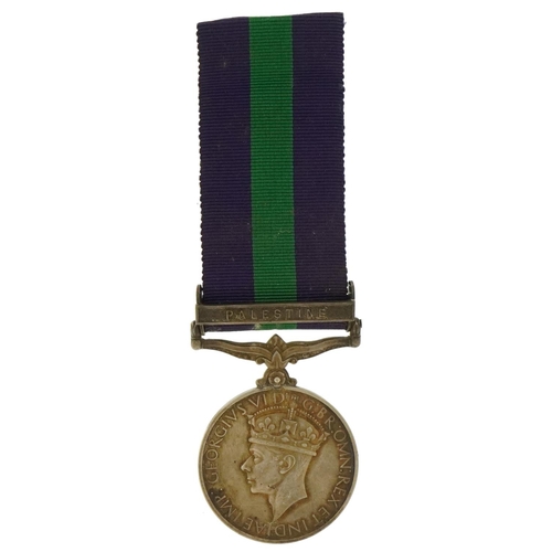 1356 - British military World War II General Service medal with Palestine bar awarded to 6396901PTE.J.H.LAT... 