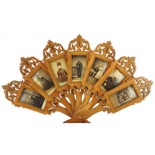 179 - 19th century Italian inlaid Sorento ware olive wood seven section adjustable photo frame in the form... 