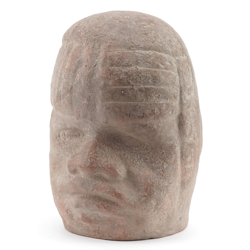 2596 - Mid century style Mexican terracotta head of a man, 26cm high